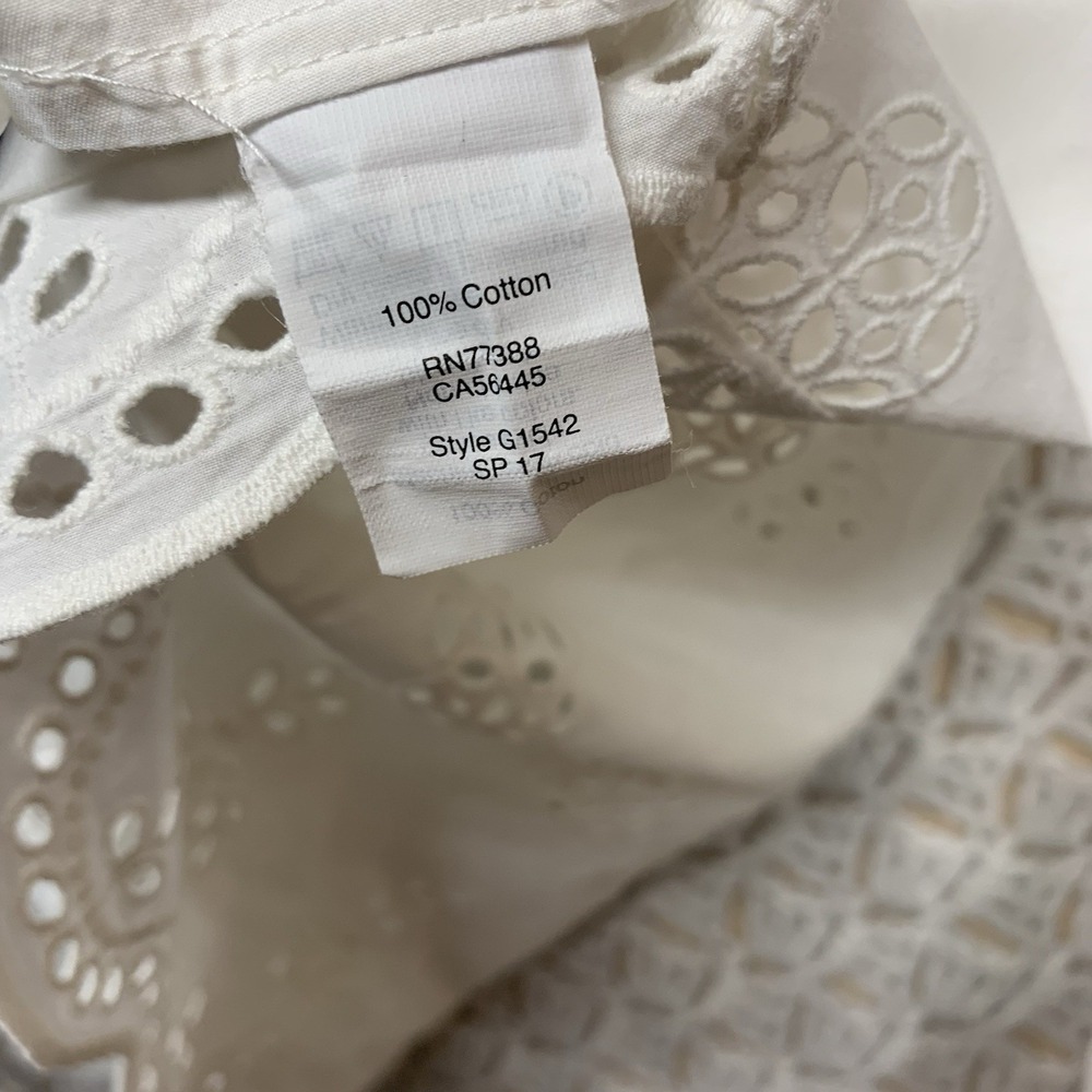 Madewell Eyelet Popover Blouse Top Shirt Women XS White Scalloped Blouse G1542 - Picture 9 of 10